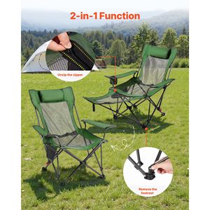 Sdraio Pieghevole Portatile da Campeggio per Adulti, 4 Posizioni Regolabili, Sedia da Spiaggia in Rete con Poggiatesta e Poggiapiedi in Tessuto Oxford - Product Image 5