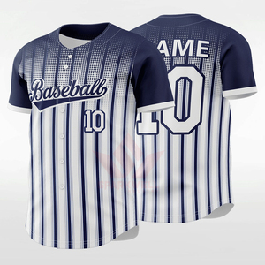 Maillot de baseball rayé bleu marine et blanc pour homme, manches courtes, boutonnage frontal, évacuation de l'humidité, impression sublimée, coupe régulière adulte - Product Image 3