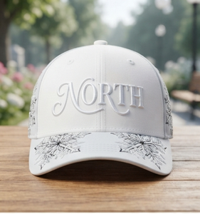Gorra de Béisbol Casual de 6 Paneles, Blanca, Premium, de Secado Rápido, Ajustable, con Logotipo North Bordado, de Algodón, Unisex, para Golf - Product Image 1