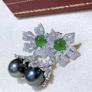 Boucles d'oreilles pendantes en perles naturelles de luxe, argent pur S925, 10-9 mm, rondes, forme de coquille de conque propre - Product Image 2