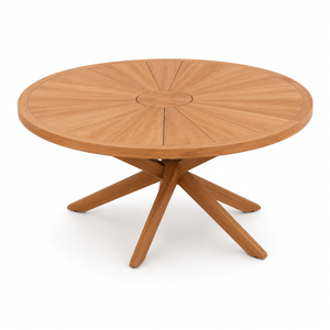 Modern <b>Outdoor</b> Teak Wood <b>Round</b> Dining Set Patio Garden Furniture 6 Seater Dining <b>Table</b> and Armchairs for Villa Resort Hotel - Product Image 3