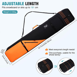Custom Travel Rolling Double <b>Ski</b> & Snowboard Bag with Wheels Padded Waterproof Polyester Professional Men's Outdoor Use - Product Image 3