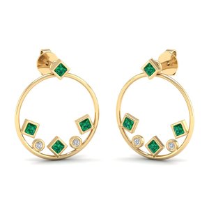 Pendientes de Aro REYES con Gema de Esmeralda de Corte Princesa de 0.24 Quilates en Oro Blanco de 14K, Joyería de Boda con Moissanita Certificada por GRA - Product Image 6