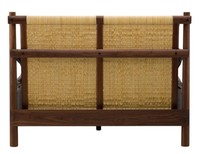 Cadre de lit pliable moderne en teck massif et rotin, écologique, couleur marron naturel, panneau en rotin naturel pour hôtel et maison