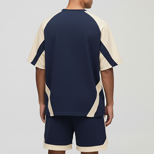 Ensemble 2 pièces coupe-vent homme en coton 100% imprimé sur mesure, poids moyen, haute qualité, bicolore, grandes tailles, élégant et écologique - Product Image 5