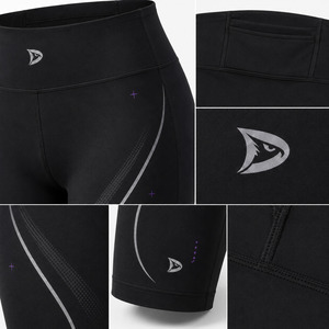 Pantalones Cortos Deportivos Casuales Negros de Cintura Baja con Detalles Grises, Transpirables, de Spandex y Algodón Sin Tejer, Corte Regular, Color Sólido, Tipo Lona - Product Image 6