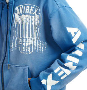 Sweat-shirt à capuche zippé bleu pour homme Avirex de haute qualité, en molleton bouclette, style streetwear, avec poches, coupe classique, idéal pour l'automne - Product Image 6