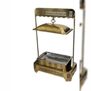 El plato para calentar alimentos más vendido agrega elegancia a cada buffet, con un acabado metálico que complementa la decoración de catering de alta gama. - Product Image 1