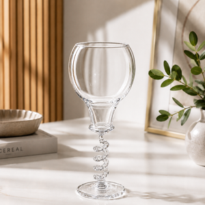 Vintage Handmade Classic Transparent Glass <b>Wine</b> <b>Goblet</b> with Long Stem Spiral Design Dishwasher Safe for Wedding Party Decor - Product Image 1