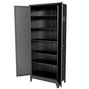 Armoire de cuisine moderne en métal noir de 75 pouces, autoportante, avec 5 étagères réglables, capacité de 180 lb, modèle D0100XFLDHA - Product Image 5