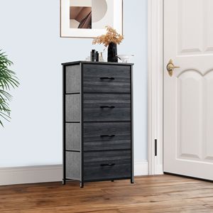 Commode moderne à 4 tiroirs, unité de rangement autoportante pour chambre à coucher, en métal noir anthracite - Product Image 5