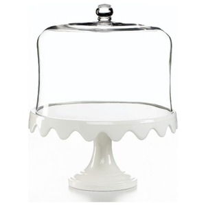Supports à gâteau en métal blanc avec couvercle en verre, support de présentation de dessert rond de haute qualité, fournitures pour gâteaux d'anniversaire à domicile - Product Image 2