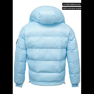 Doudoune en duvet de canard bleu clair avec capuche amovible et poche dissimulée pliable pour vêtements d'hiver techniques personnalisés de qualité supérieure en gros - Product Image 5