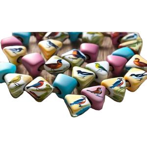 <b>Beads</b> Factory Wholesale Glass Colorful With Birds Print Spacer <b>Bead</b> for Jewelry Beaded <b>Bracelet</b> Waist Necklace Charm Making - Product Image 1