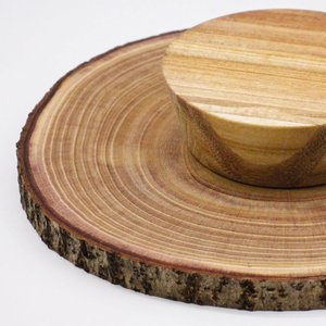 Antique Design Round Wooden Cake <b>Stand</b> With Live Edge Serving Tray for <b>Cupcake</b> Display Dessert Presentation Wedding Party Use - Product Image 6