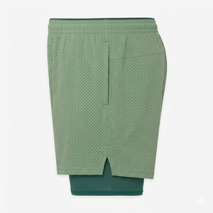 2-in-1 Quick Dry Mesh Running Shorts for Men with Phone Pocket Zipper Back Double <b>Layer</b> Athletic Gym Training Shorts - Product Image 3