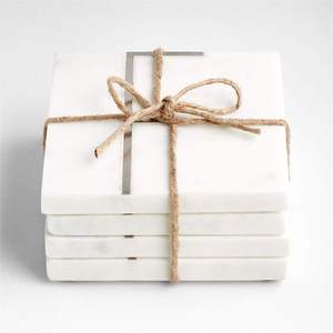 Ensemble de 4 dessous-de-verre de style moderne pour service à thé, avec incrustations en marbre et laiton, nouveau design alphabétique, le meilleur design pour la vaisselle domestique - Product Image 6