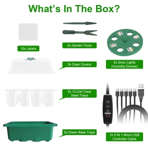 Kit di avviamento per semi a 5 vassoi con cupola a 5 livelli di umidità con luminosità a 5 livelli 4 timer per Greenhouse-5Packs interni - Product Image 4