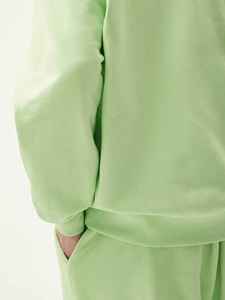Sudadera con Capucha Extra Grande Unisex de Color Verde Claro, Manga Larga, Color Sólido, Estilo Casual de Punto, Estilo Otoñal - Product Image 5