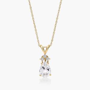 Collar de Lujo para Mujer con Diamante Cultivado en Laboratorio, Corte Pera, Certificado IGI, Oro Blanco de 14K, Topacio, Triple Piedra de Nacimiento, Chapado en Rodio, Joyería Fina - Product Image 4