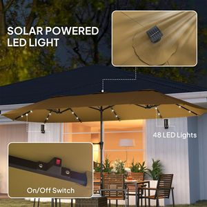 "9ft <b>Large</b> Patio <b>Umbrella</b> with Solar Lights for Courtyard Garden & Pool Yard" - Product Image 4