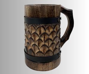 Jarra de Madera Hecha a Mano, Vaso Duradero de Madera Natural para Amantes de la Cerveza, Accesorios para Fiestas Temáticas Medievales y Bares - Product Image 6