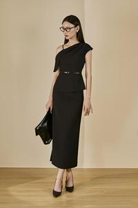 Falda Larga Recta de Sarga para Mujer, de Cintura Alta, Estructurada, de Color Liso, Tejida en Vietnam, Varios Colores, KV28 - Product Image 3