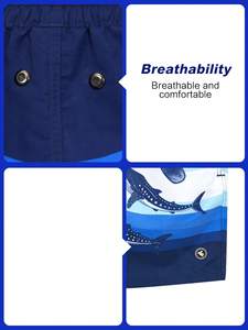 Short de plage pour hommes avec imprimé requin baleine bleue, taille à cordon de serrage et poches latérales, maillot de bain à séchage rapide - Product Image 3