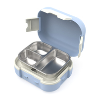 Boîte à lunch double couche en acier inoxydable 304 avec 3 compartiments, conteneur alimentaire isotherme premium, boîte à bento avec sac