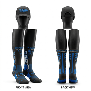 Black Blue Handball <b>Socks</b> 240 GSM Polyester Cotton Compression Knit Panels Custom Sublimation Logo - Product Image 1