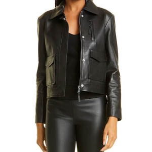 Chaqueta de Cuero PU Acolchada y Transpirable de Alta Calidad al por Mayor para Mujer, Chaqueta de Piel de Oveja a la Moda para Mujer - Product Image 1