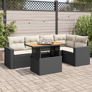 Ensemble de canapés de jardin en rotin noir 6 places, mobilier d'extérieur résistant aux intempéries, design contemporain - Product Image 1