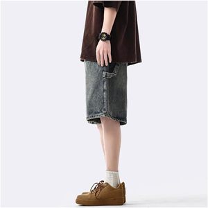Shorts en jean décontractés pour hommes, coupe ample, délavés, avec poches, taille mi-haute, style été - Product Image 3