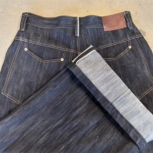 Pantalones Vaqueros Negros de Mezclilla Cruda 100% Algodón, Anchos, Extra Grandes, con Bordado, para Hombre - Product Image 5