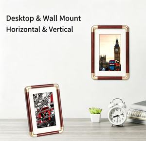 Cadre photo décoratif de bureau en PVC imitation bois, style chinois, 6 pouces, avec bordure en cuivre et <span class=keywords><strong>coins</strong></span> arrondis – Vente en gros - Product Image 5