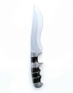 Cuchillo utilitario recurvo personalizado de acero inoxidable con mango de cuerno negro y damasco, herramienta de campo - Product Image 6