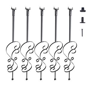 Balustri Decorativi in Metallo per Scale, Set da 5 Pezzi, in Acciaio Zincato, a Forma di S, Satinati, Cavi, 44 x 1/2 Pollici - Product Image 1