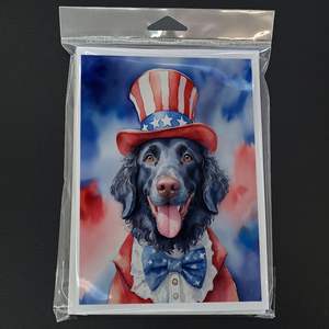 Whimsical A7 Size 5x7 Blank <b>Note</b> <b>Cards</b> Curly-Coated Retriever Patriotic American <b>Greeting</b> <b>Card</b> Pack 8 Includes Envelopes - Product Image 3