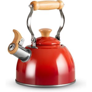 Bollitore da tè in acciaio inossidabile con manico ergonomico Cool Touch, teiera a fischio per piano cottura, per uso alimentare - Product Image 1
