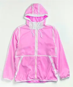 맞춤형 로고가있는 새로운 트렌드 베이비 핑크 윈드 브레이커 야외 스포츠를위한 베스트 셀러 윈드 브레이커 레인 재킷
