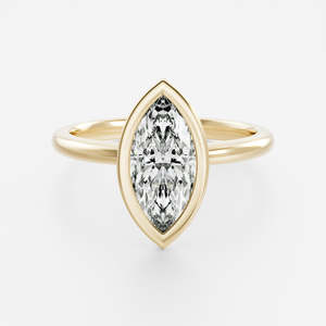 Anillo solitario de oro macizo de 14 quilates con diamante de corte marquesa cultivado en laboratorio, joyería fina de alta calidad, certificado IGI, anillo de compromiso para mujer - Product Image 1