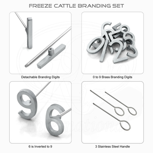 Juego de 3 marcadores de ganado de acero inoxidable con números del 0 al 8, 9 dígitos de aleación de aluminio, 6 invertidos, 9 para marcar ganado - Product Image 3