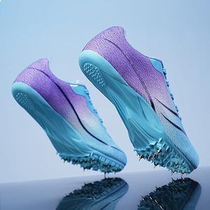 Chaussures de course légères unisexes à pointes, avec empeigne en mesh, semelle extérieure en caoutchouc, semelle intermédiaire en EVA, respirantes, pour l'été, dégradé bleu-violet - Product Image 5