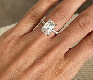 925 Sterling <b>Silver</b> 8.50 Carat <b>Emerald</b> Cut Lab Grown Diamond <b>Ring</b> Gift For Anniversary & Wedding - Product Image 2