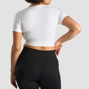 Summer <b>Women</b> Yoga <b>Compression</b> T-<b>Shirt</b> High Stretch Gym Wear Sweat Wicking Short Length T-<b>Shirt</b> For Sports Running Plain - Product Image 2
