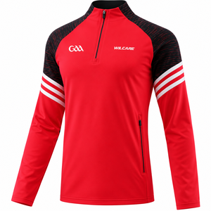 GAKI Camiseta de entrenamiento de fútbol roja de manga larga con media cremallera, transpirable, para otoño, chaqueta deportiva transpirable para entrenamiento de fútbol, deportes de otoño - Product Image 1