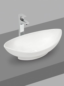 Lavabo de Cerámica Ovalado de Lujo, Estilo Titanic, Blanco Brillante, para Montar sobre Encimera, Lavabo Elegante para Baño - Product Image 3