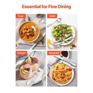 Set di posate da 30 pezzi in acciaio inossidabile per alimenti, utensili con finitura a specchio, lavabili in lavastoviglie, per la tavola - Product Image 6