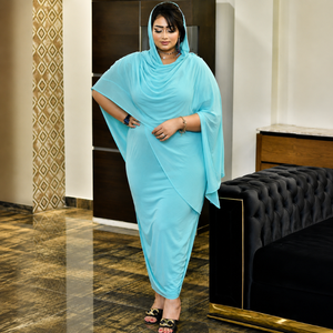 Tissu Toub turquoise |   Voile 100% Coton Teint Uni, Tissu Traditionnel Soudanais pour Femmes, Doux et Fluide, 58 Pouces, Qualité Supérieure - Product Image 4