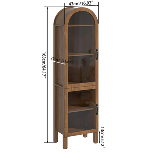 Vitrina Alta <span class=keywords><strong>con</strong></span> Arco y <span class=keywords><strong>Puertas</strong></span> de Vidrio, Librería Multiusos y Mueble de Esquina para Almacenamiento en la Sala de Estar - Product Image 5